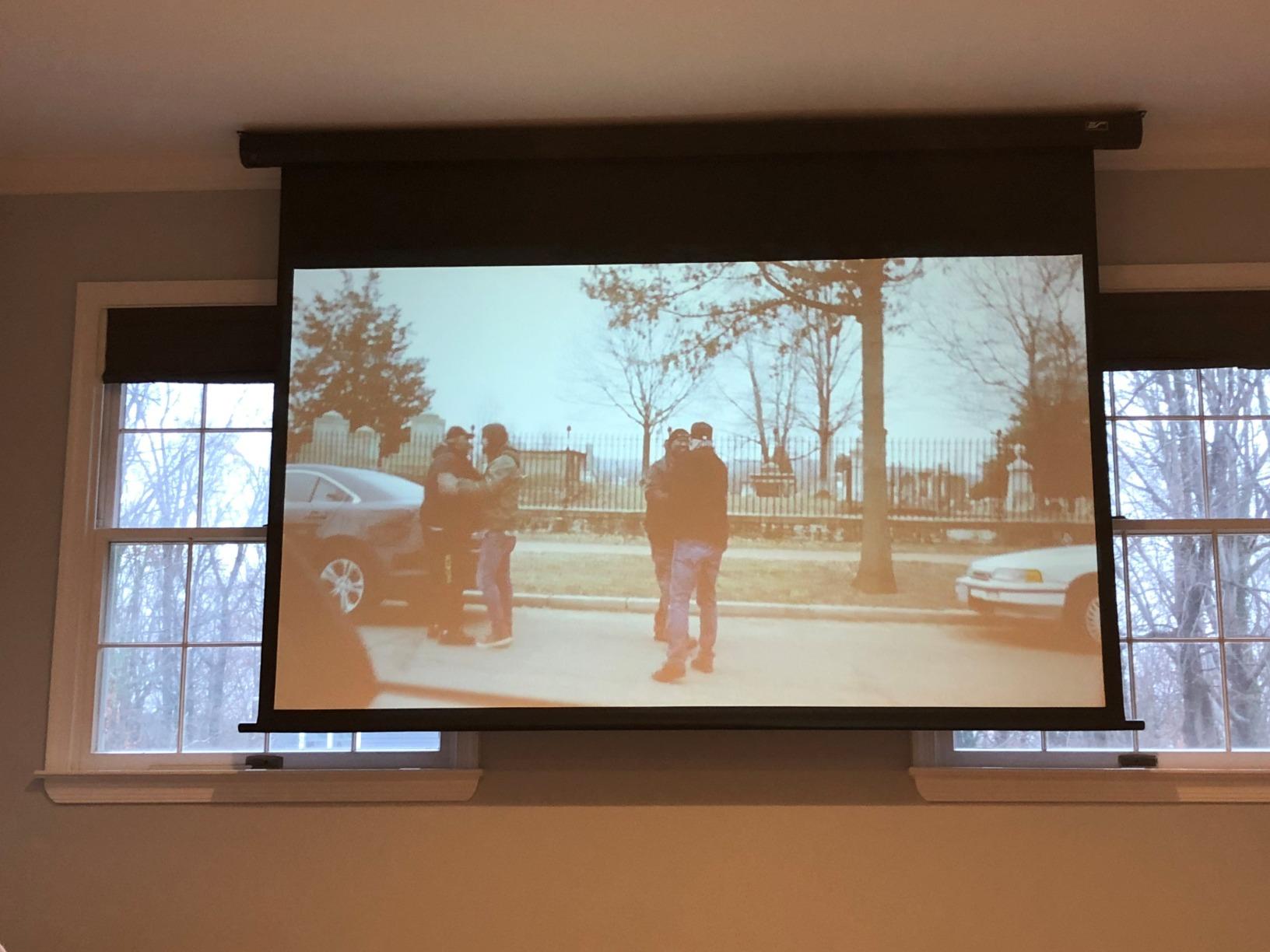 Elite Screens Spectrum Swift-RC1 84-INCH Motorized Projector Screen 16:9, Electric Drop Down, 4K/8K Ultra HD Ready for Home Theater & Gaming, Black Case - ELECTRIC84H2 customer photo 1