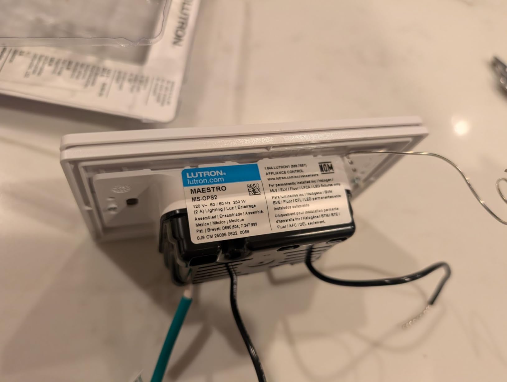 Lutron Motion Sensor Switch & Wallplate, 2 Amp Single Pole, for Any Bulb | Auto On/Auto Off sensor for bathroom, garage, laundry room, delay off timer, Title 24 compliant, MS-OPS2HW-WH, White customer photo 2