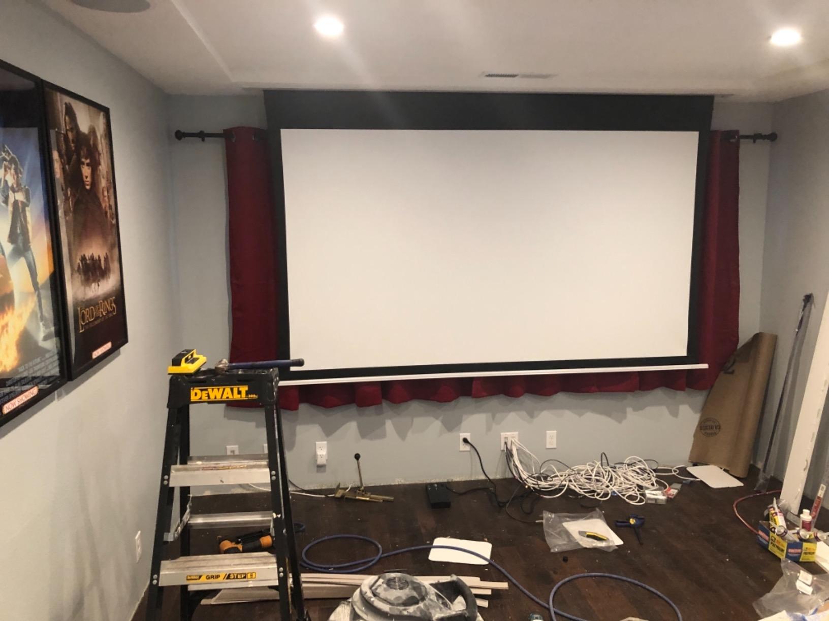 Elite Screens Evanesce Tab-Tension B, 100-inch 16:9, 4K / 8K HD, Recessed in-Ceiling Electric Tab Tensioned Projector Screen, Matte White Projection Screen Surface Programmed Remote Kit, ETB100HW3-E12 customer photo 1
