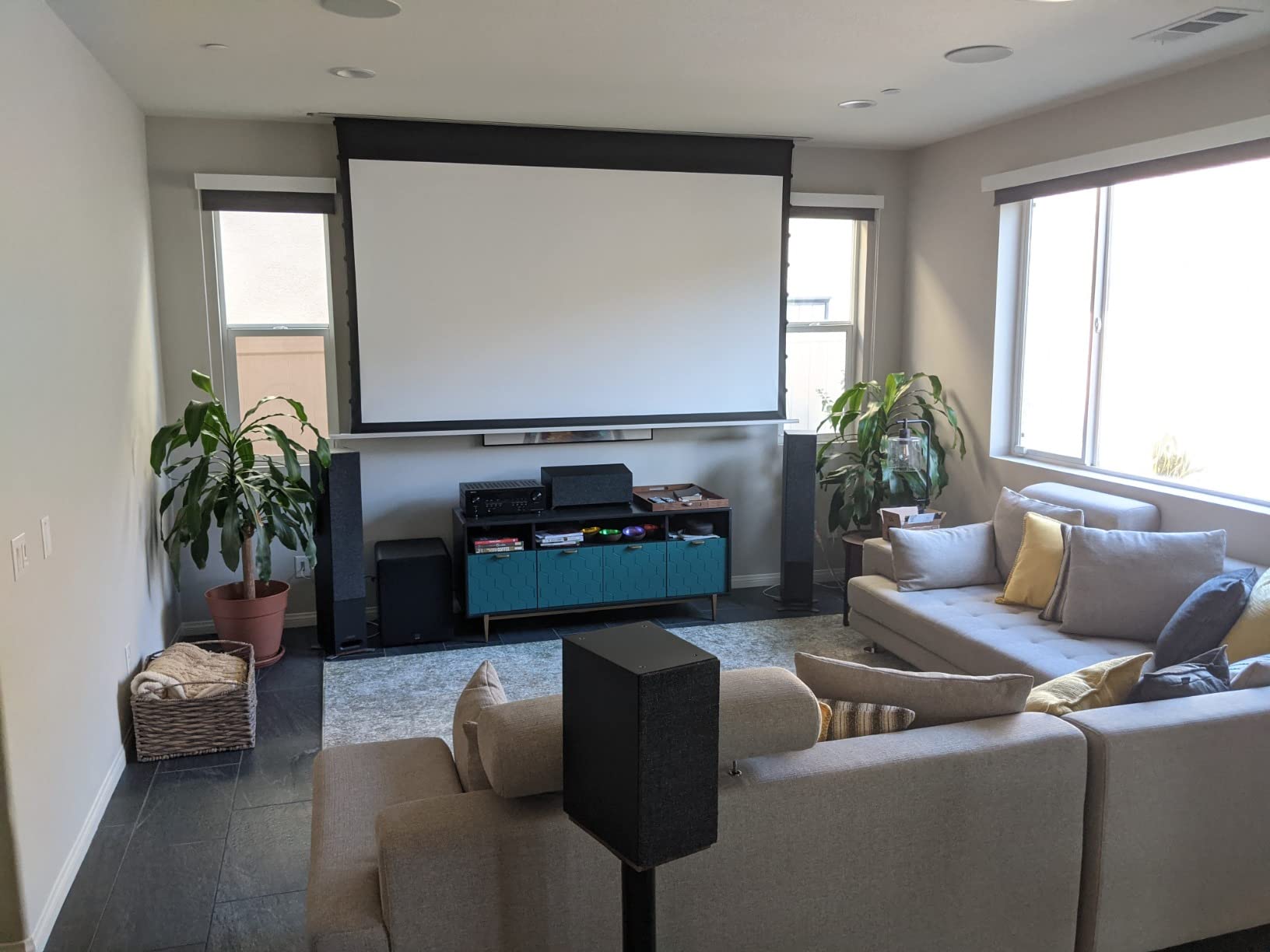 Elite Screens Evanesce Tab-Tension B, 100-inch 16:9, 4K / 8K HD, Recessed in-Ceiling Electric Tab Tensioned Projector Screen, Matte White Projection Screen Surface Programmed Remote Kit, ETB100HW3-E12 customer photo 2
