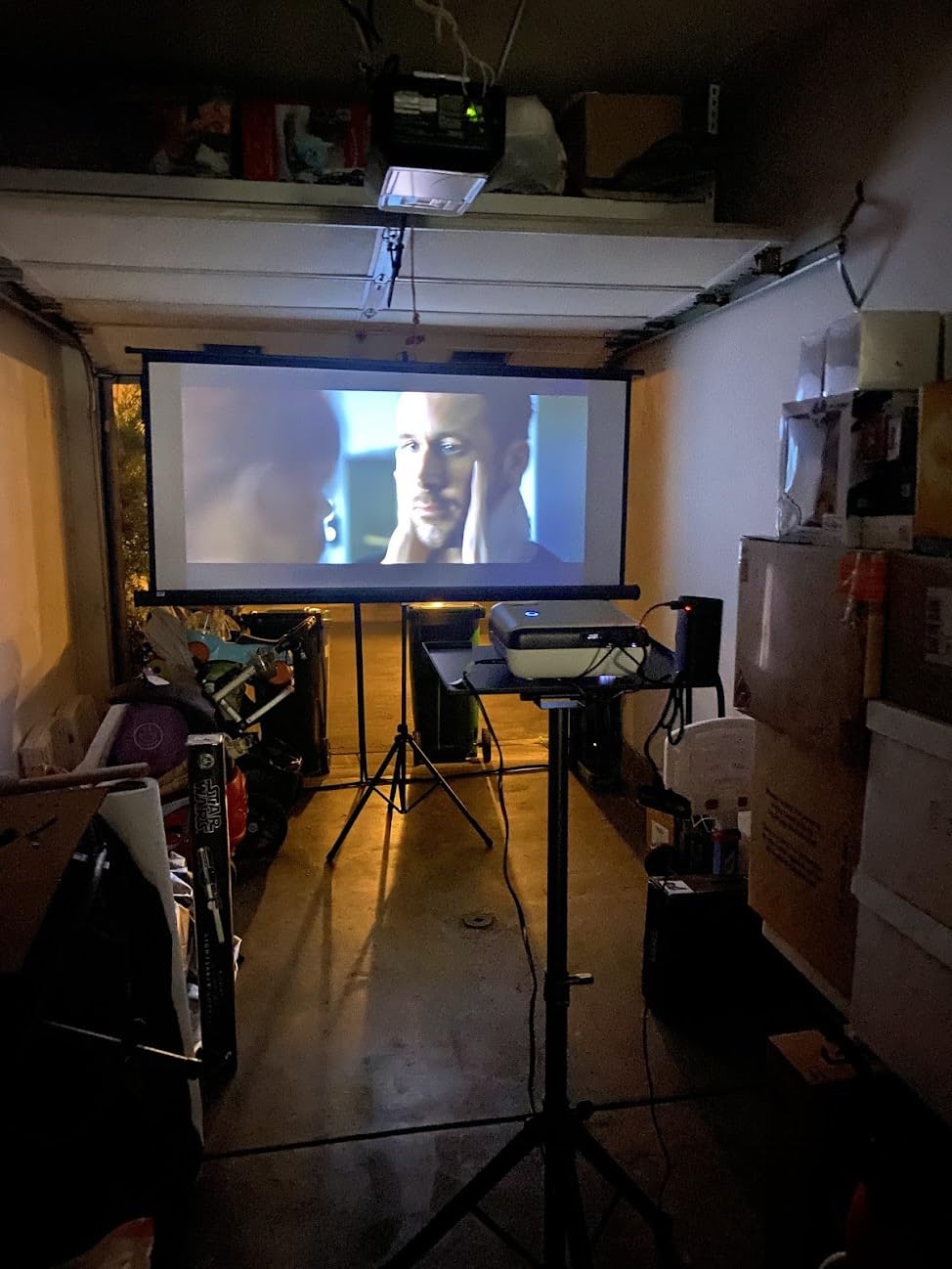 100 Inch Indoor and Outdoor Projector Screen with Stand for Movies or Presentations - HD Premium 16:9 Folding Free Tripod Screen with Carry Bag and Straps, Matte customer photo 2