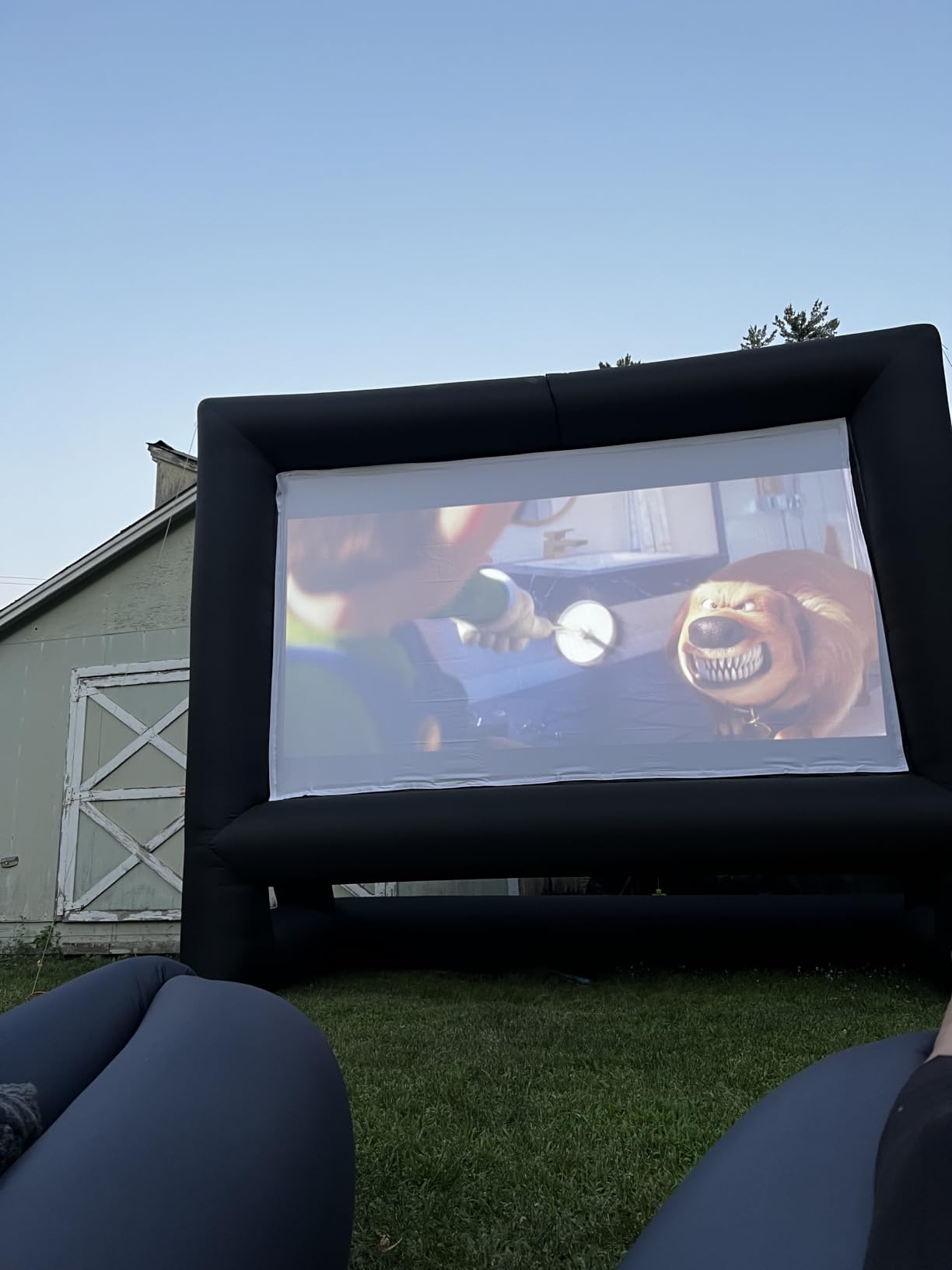 GYUEM 18 feet Inflatable Outdoor Projector Movie Screen - Package with Rope, Blower, Tent Stakes - Portable, Great for Outdoor and Indoor Party Watch Movies customer photo 1