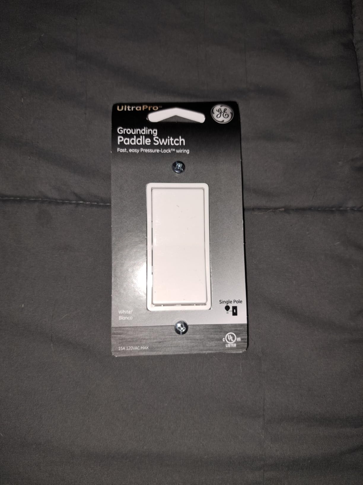 GE in-Wall Switch, Single Pole, Paddle Rocker, White, 5 Pack | Grounding Design, Pressure Lock Terminals for Easy Install, Supports 120VAC, 15A, No Neutral Wire Needed customer photo 2