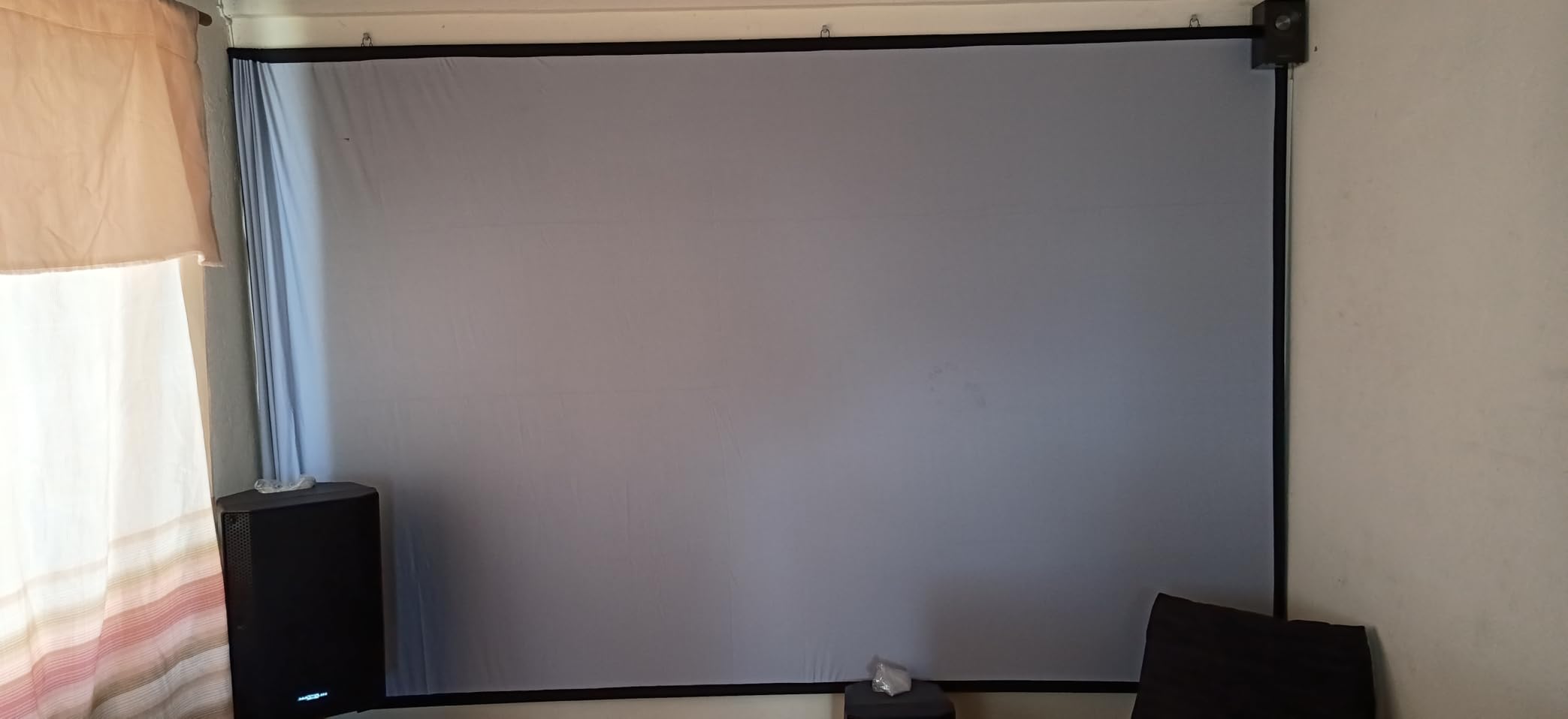 Portable Projector Screen 120 inch with Stainless Telescopic Pole Frame | Black Backing Silver Foldable Projection Screen Indoor Outdoor Backyard Theater customer photo 2
