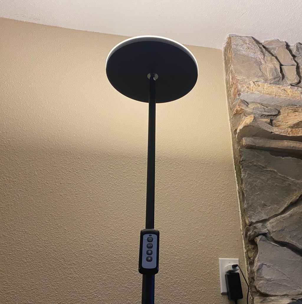 JOOFO LED Torchiere Floor Lamp with Remote, Stepless Dimmable Black customer photo 1