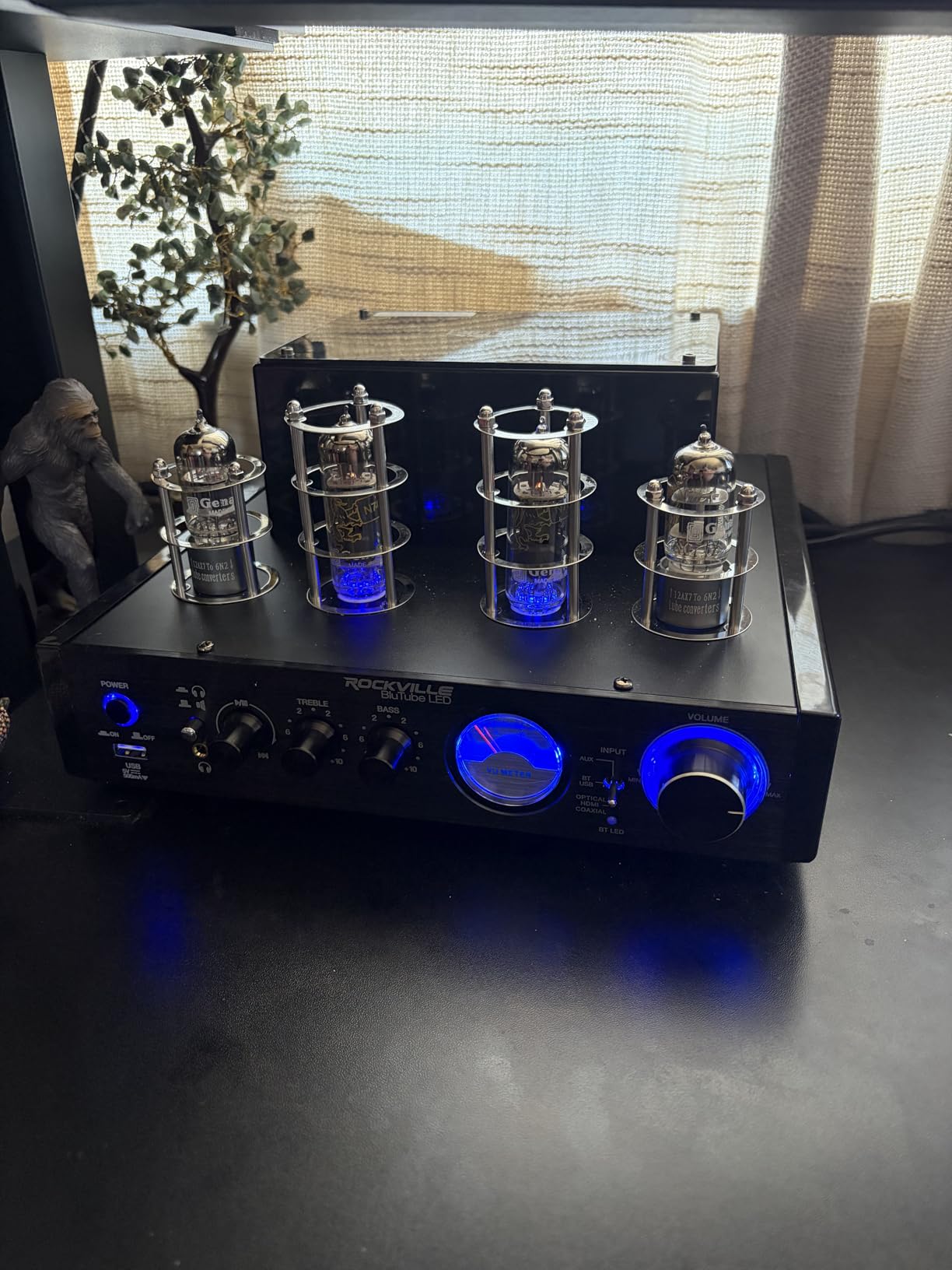 Rockville BluTube LED 70W Tube Amplifier Home Theater Stereo Receiver with Bluetooth, HDMI & Optical, Black with Blue Lights - Perfect for Audiophile Music, Home Theater & Gaming | Home Audio, HDMI/Optical/Coaxial/USB/RCA Inputs, Sub Output, Headphone Output, VU Meter, Blue LED Tubes, 2-Band EQ customer photo 2
