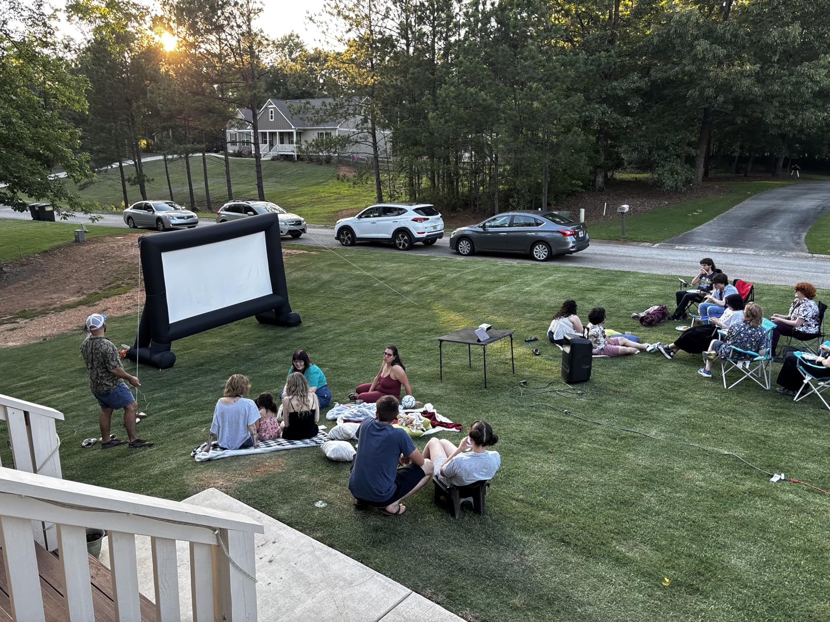XHYCPY Inflatable Projector Screen 15ft Inflatable Movie Screen Outdoor with Air Blower and Storage Bag, Easy Set up, Front and Rear Projection for Outdoor Movie Night Backyard Pool Fun customer photo 2