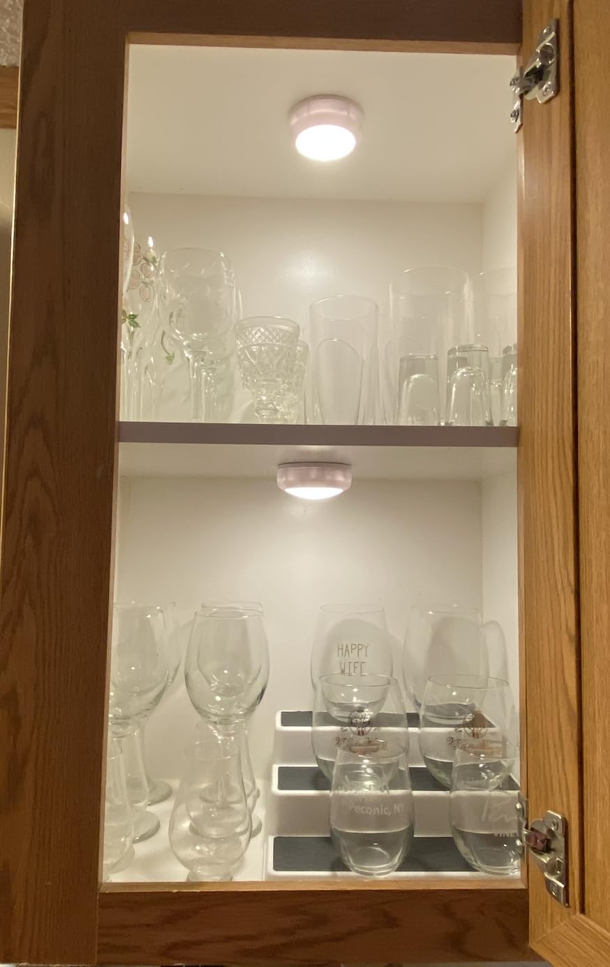 BLS LED Puck Lights with Remote Control, Wireless Under Cabinet & Closet Lighting, RGB 13 Color Changing Lights with Dimmer, Timer & AA Battery Operated, Push, Touch, Stick on for Night, White, 6 Pack customer photo 1