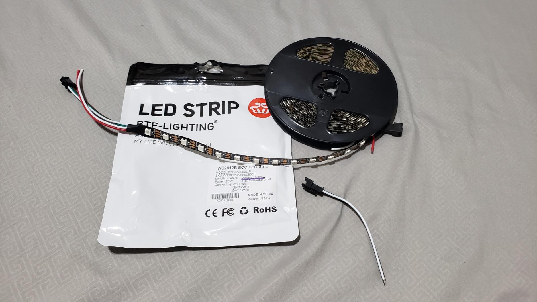 BTF-LIGHTING WS2812B ECO RGB LED Strip, UL Listed, Individually Addressable, 16.4FT 60LED/m 300Pixel DC5V 5050SMD, Alloy Wire Flexible 3M Tape for DIY Chasing Color Project IP30 customer photo 2