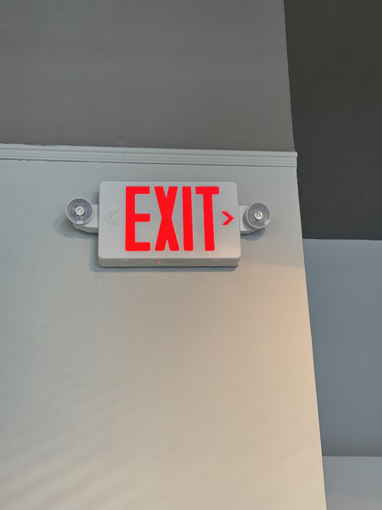 LED Exit Sign with Emergency Lights Dual Exit Lamp, 90 Min Battery Backup, Two Bright LED Adjustable Heads, Hardwired Ultra Slim Double Face, ABS Fire Resistance Housing, UL 120-277V, Red customer photo 1