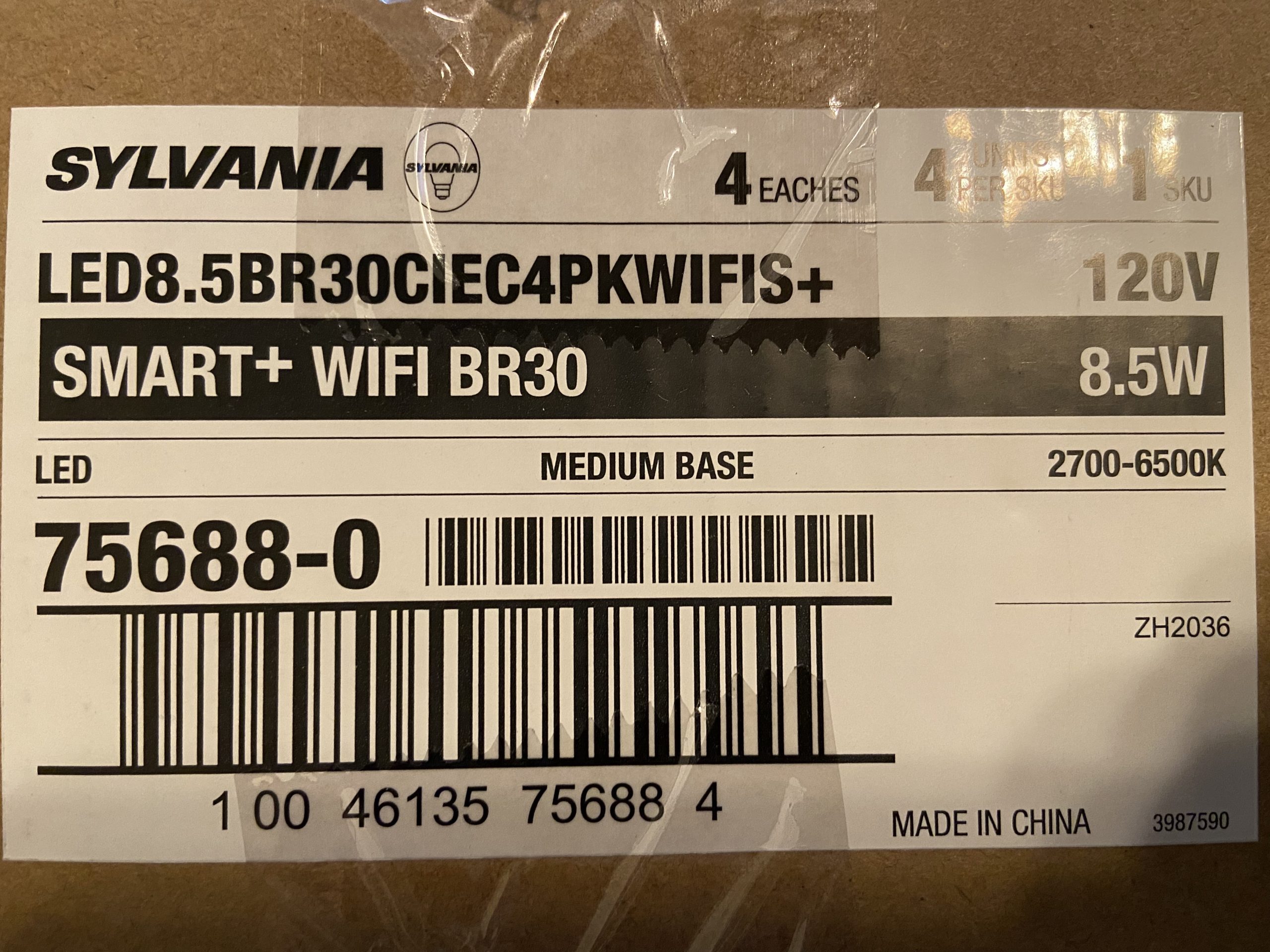 Sylvania WiFi LED Smart Light Bulb, 65W Equivalent Full Color and Tunable White BR30, Dimmable, Works with Alexa and Google Home Only - 4 Pack (75688) customer photo 1