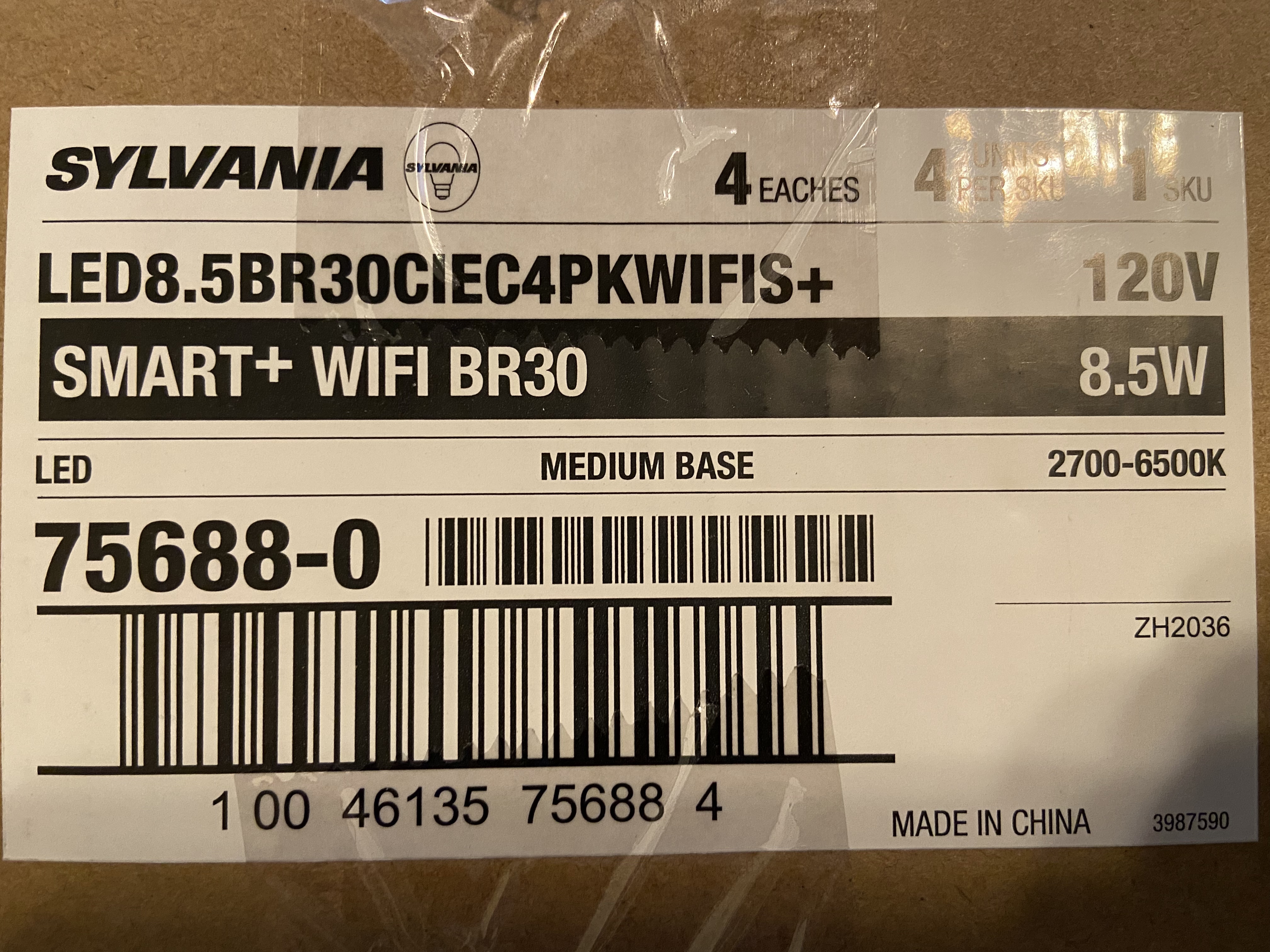 Sylvania WiFi LED Smart Light Bulb, 65W Equivalent Full Color and Tunable White BR30, Dimmable, Works with Alexa and Google Home Only - 4 Pack customer photo 1