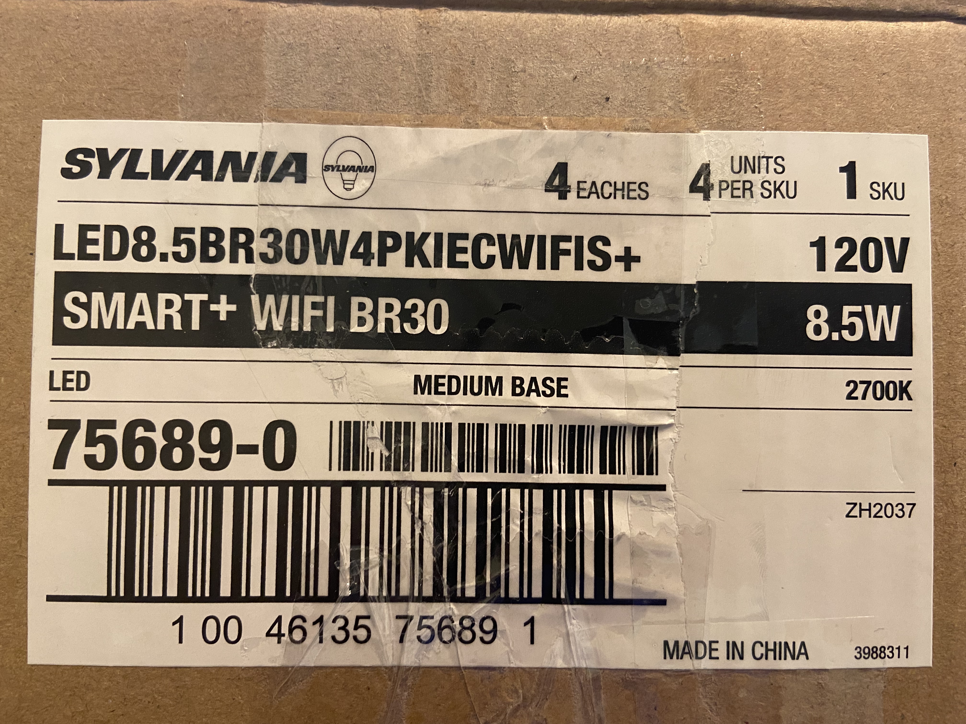 Sylvania WiFi LED Smart Light Bulb, 65W Equivalent Full Color and Tunable White BR30, Dimmable, Works with Alexa and Google Home Only - 4 Pack customer photo 2