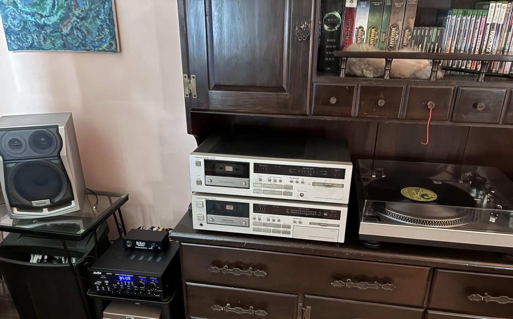 Moukey Stereo Receivers with Bluetooth 5.0, 2.0 Channel Power Audio Amplifier Stereo System w/USB, SD, AUX, RCA, MIC in w/Echo, LED for Karaoke, Home Theater Speakers, 400W Peak - MAMP1 customer photo 2