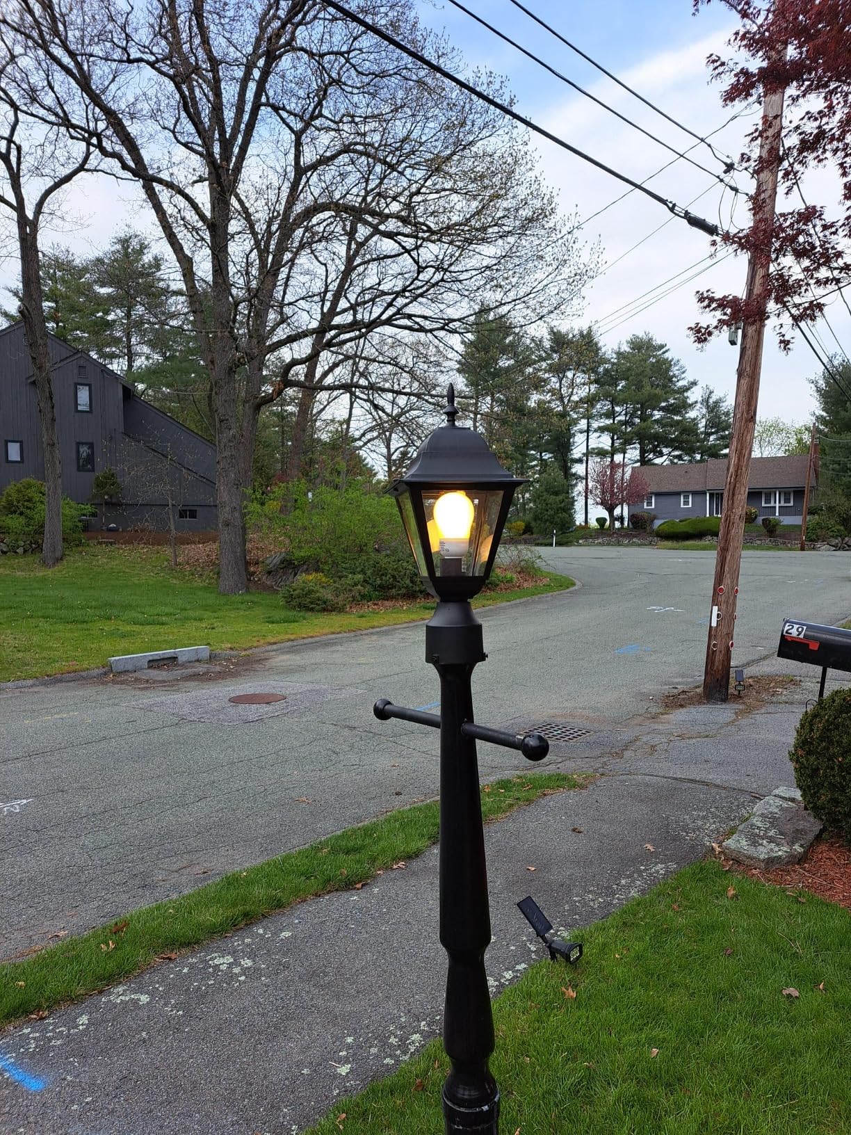 Windben Outdoor Post Light, Waterproof Cast Aluminium Lamp Post Light Fixture, Post Lantern with Pier Mount Base, Matte Black, 16.5in, Suitable for Garden, Yard, Driveway, etc customer photo 2