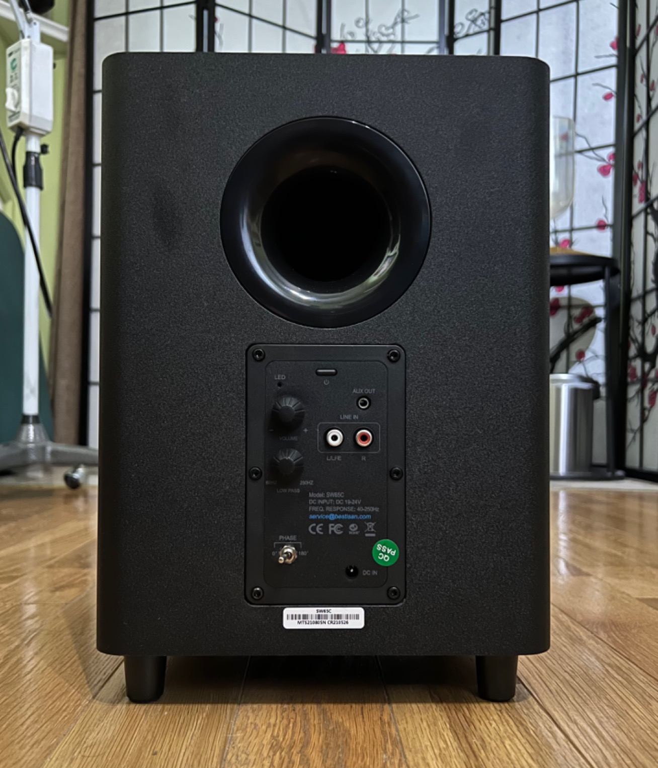 BESTISAN 6.5'' Powered Home Audio Subwoofer | Down Firing Woofer, Active Small Sub in Compact Design, LFE/RCA/High Speaker Level Port for Home Theater, Black, SW65C customer photo 2
