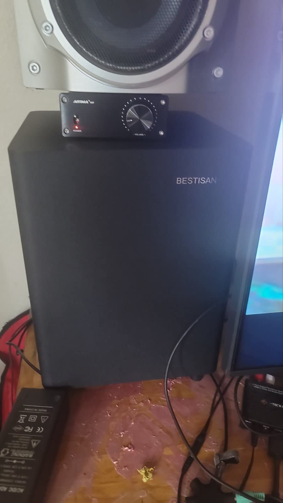 BESTISAN Powered Subwoofer, Deep Bass Sub, Down Firing Subs, Easy Setup with Home Theater System, Receiver, Speakers, RCA, LFE, AUX Input customer photo 1