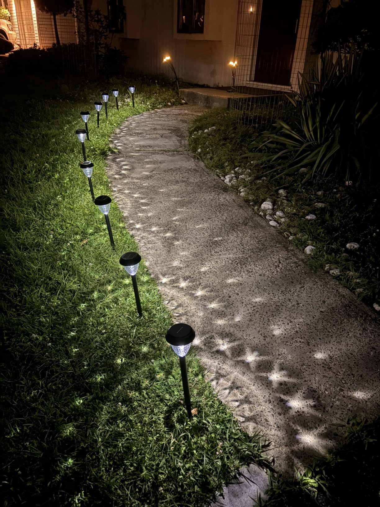 URAGO Super Bright Solar Lights Outdoor Waterproof-10 Pack, Dusk to Dawn Up to 12 Hrs Solar Powered Outdoor Pathway Garden Lights Auto On/Off, LED Landscape Lighting Decorative for Walkway Patio Yard customer photo 1