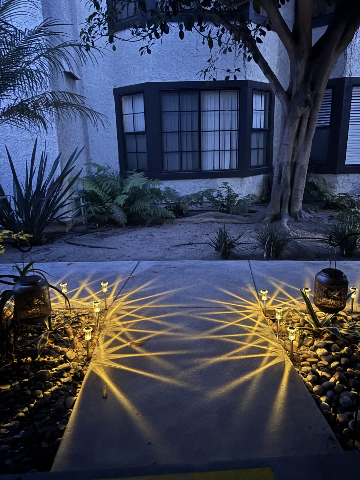 DenicMic Solar Lights Outdoor Waterproof 10 Pack Pathway Lights Cool White, Stake Lights for Yard Garden Driveway Walkway Outside Landscape Path Lights, Auto On/Off 6000K LED, Stainless Steel Pole customer photo 1