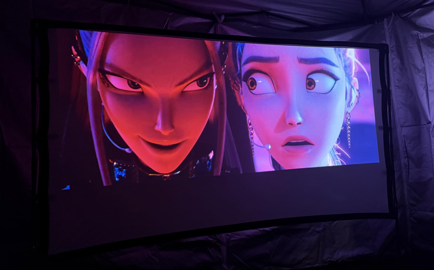 TOWOND Projector Screen with Stand, 100 inch Outdoor Projector Screen Portable Indoor Projection Screen 16:9 4K Rear Front Movie Screen with Carry Bag for Home Backyard Theater customer photo 1
