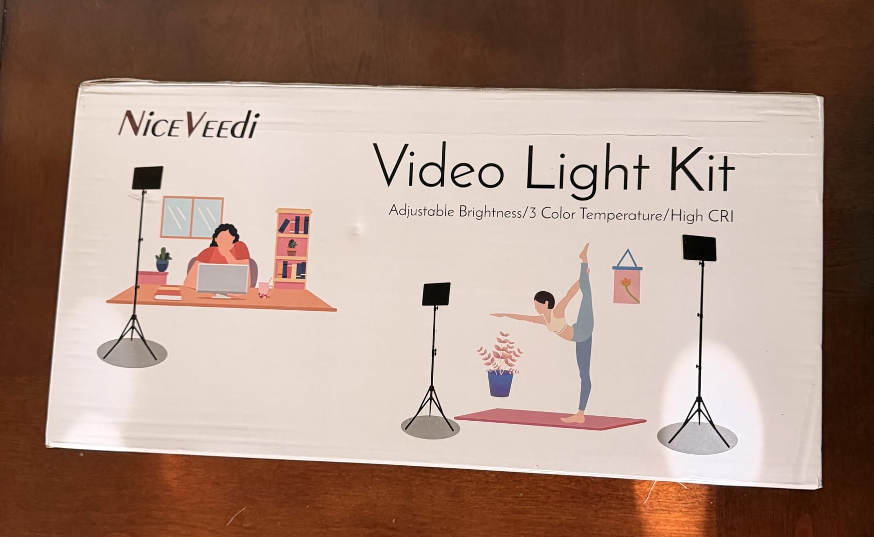 2-Pack LED Video Light Kit, NiceVeedi Studio Light, 2800-6500K Dimmable Photography Lighting Kit with Tripod Stand & Phone Holder, 73