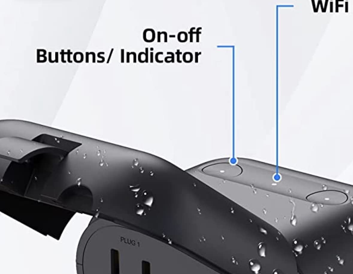 ELEGRP PQR20 Outdoor Smart Plug Waterproof IP66, WiFi Plug with 2 Individually Sockets, Compatible with Alexa & Google Assistant, Smart Outdoor Outlet for String Lights, UL Certified, 1 Pack, Black customer photo 2