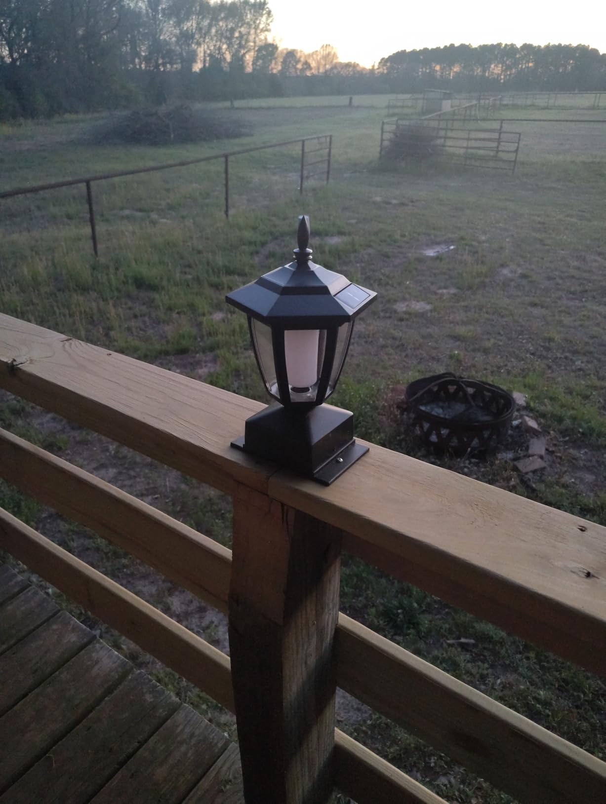 Dynaming Solar Flame Post Lights Outdoor, Solar Powered Lamps Fence Post Cap Lights, Flickering Flame LED Lantern Decorative Waterproof for Garden Deck Patio, Fit 4x4, 5x5 or 6x6 Wooden Posts, 2 Pack customer photo 2