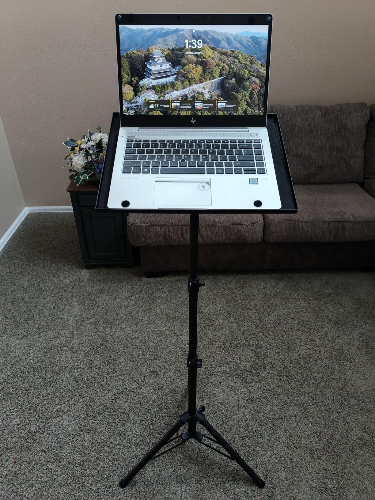 Projector Stand, 33LB Load Bearing & 22-55 inch Height Adjustable, for Projector/Laptop/DJ Gear, Outdoor/Office/Studio - Stable Base (Black) customer photo 2