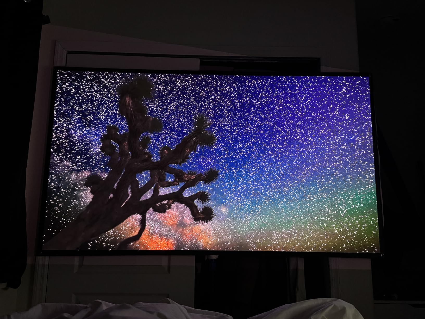 Projector Screen with Stand, 80 Inch Portable Projector Screen Outdoor Indoor, 1.5 Gain ALR Projection Screen, Anti Light, 4K Ultra HD 16:9 customer photo 2