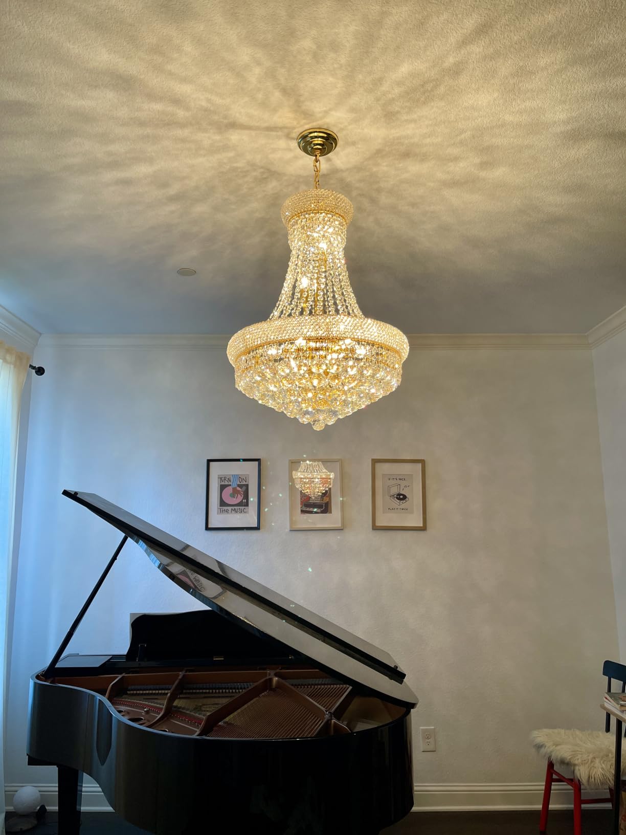 Gold Crystal Chandeliers for Dining Room,12-Lights D22 Inch customer photo 1
