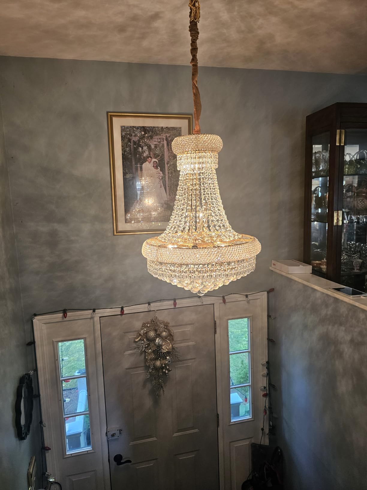 Gold Crystal Chandeliers for Dining Room,12-Lights D22 Inch customer photo 2