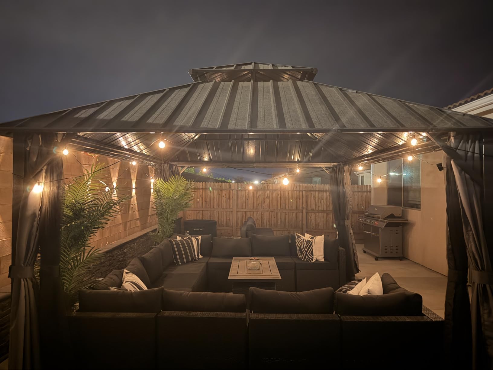 Brightown 37FT Solar String Lights Outdoor, IP65 Waterproof, Remote, Timer | Patio Lights with 10 LED Shatterproof Bulbs, 3 Light Modes, Dimmable, Outside Light for Backyard Porch Yard Party Xmas Decor customer photo 2
