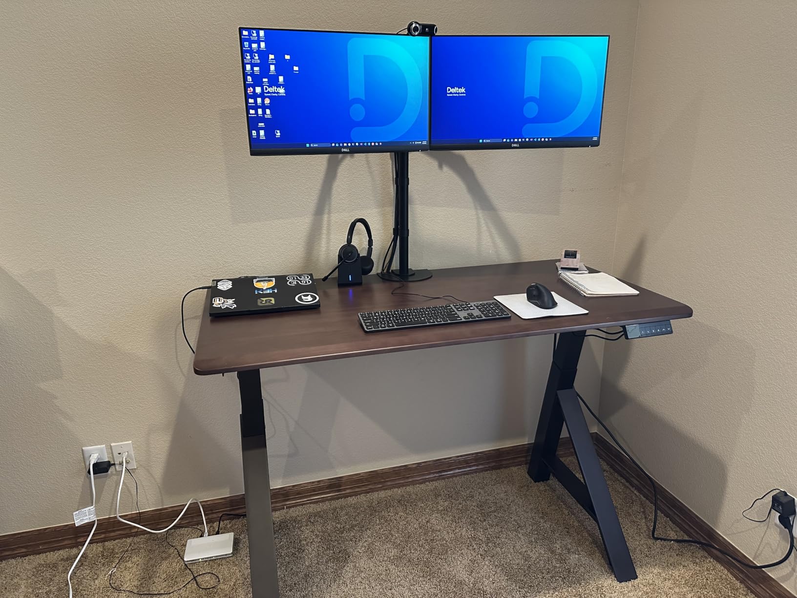 VIVO Premium Dual Ultra Wide LCD LED 27 to 38 inch Monitor Desk Mount, Heavy Duty C-clamp, Extra Tall Pole, Adjustable Telescoping Arms, Flush Wall Setup, Fits 2 Screens, Black, STAND-TS38C-T customer photo 1