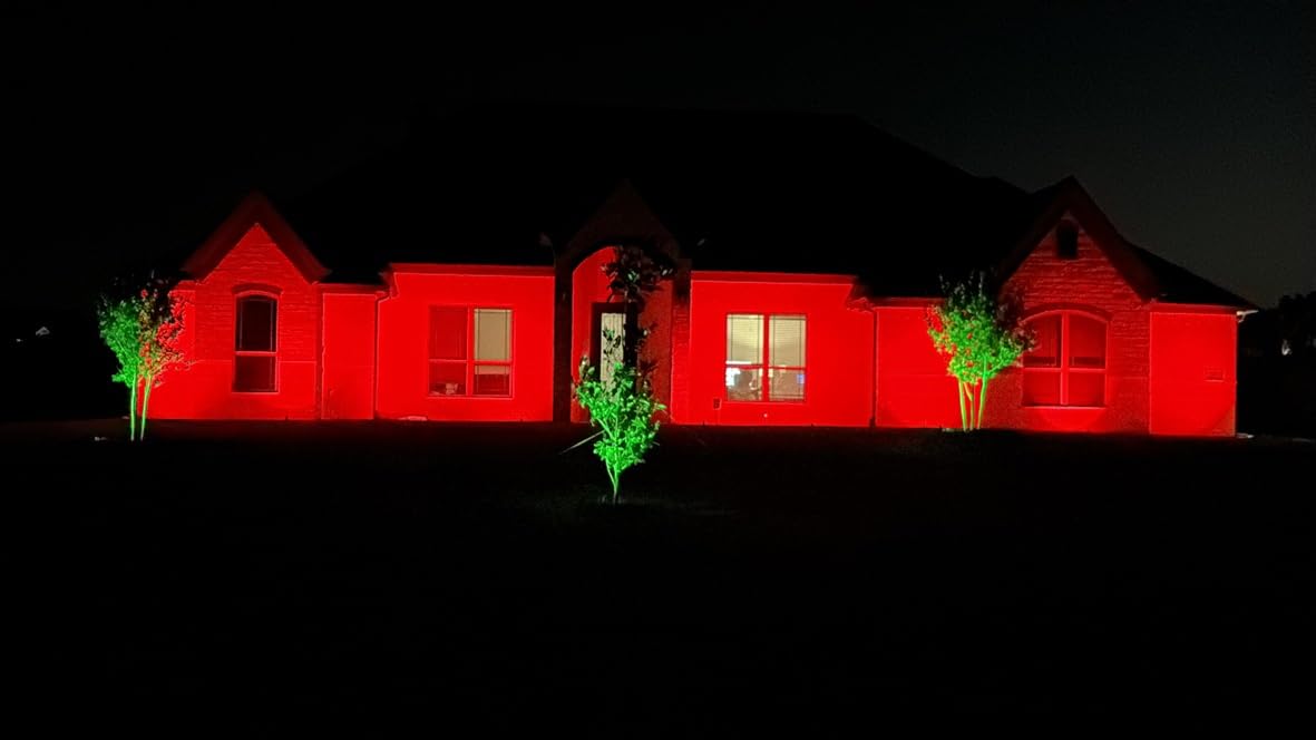 SUNVIE 12 Pack RGBW Color Changing Landscape Lights with 300W Low Voltage Landscape Transformer 12-24V LED Landscape Lighting Kit Waterproof Multicolor Spotlights for Christmas House Yard Tree Garden customer photo 1