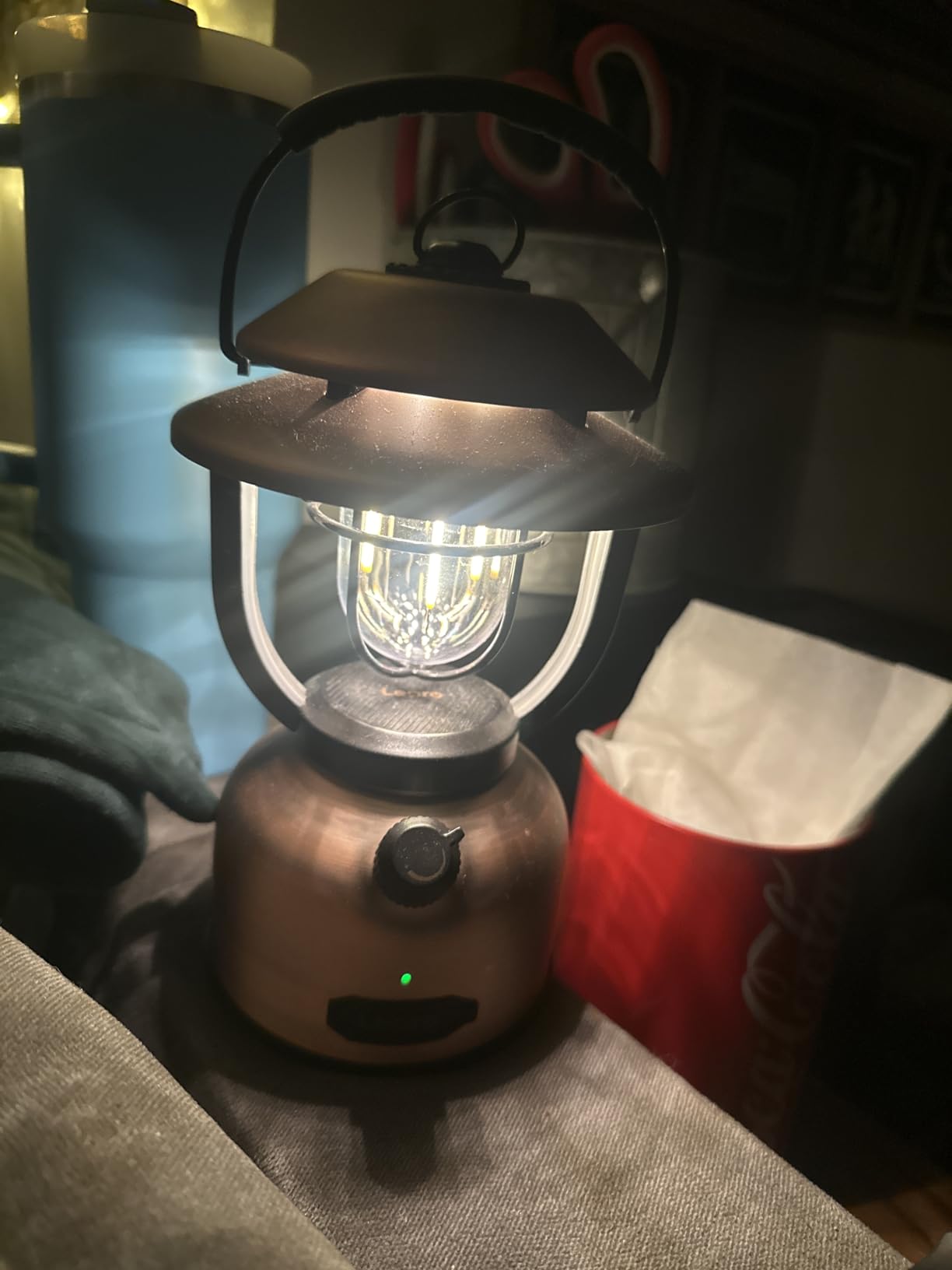 Lepro Vintage LED Camping Lantern Rechargeable - 15000mAh, 1000LM Stepless Dimming, Dual Color Temp 2500K & 5000K, IPX4 Waterproof Retro Railroad Lantern for Camping, Home Decor & Emergency customer photo 2
