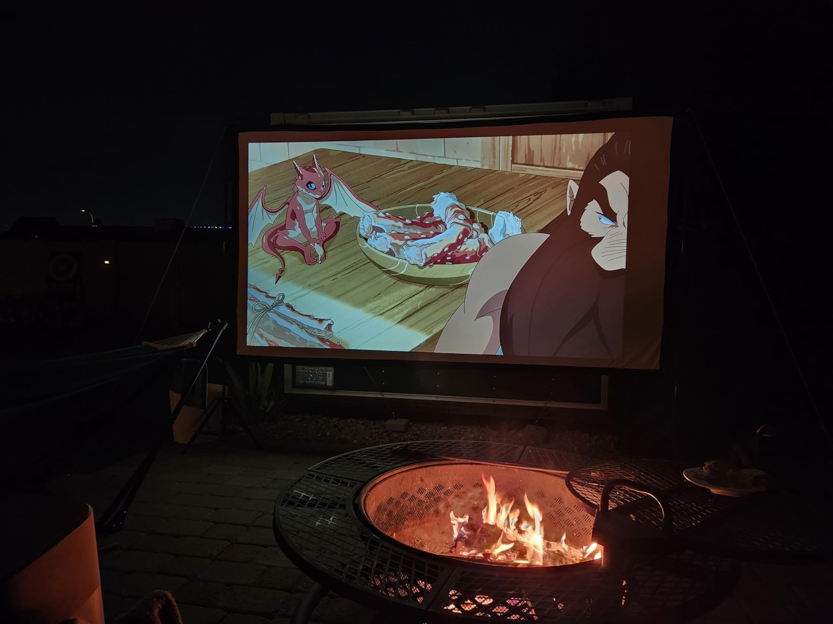Wootfairy 120inch Projector Screen and Stand Indoor Outdoor Movie Screen | Portable Washable Foldable Wrinkle-Free 16:9 4K HD Rear Front Projection with Carry Bag for Home Theater Backyard Watch Party customer photo 2
