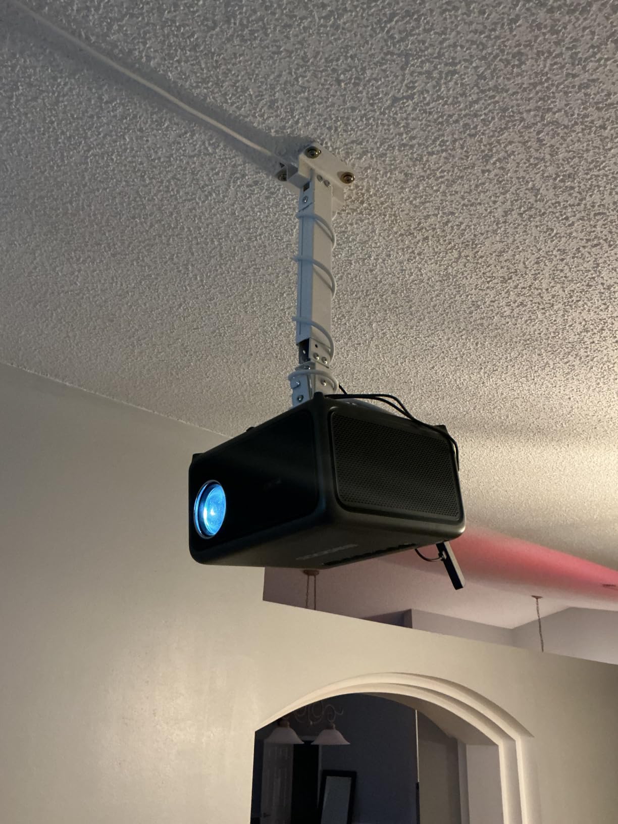 WALI Projector Ceiling Mount Tray, Height Adjustable Wall Mount Holder for Projectors, Hidden Cable Management, Fits Projectors up to 22lbs, 13.7