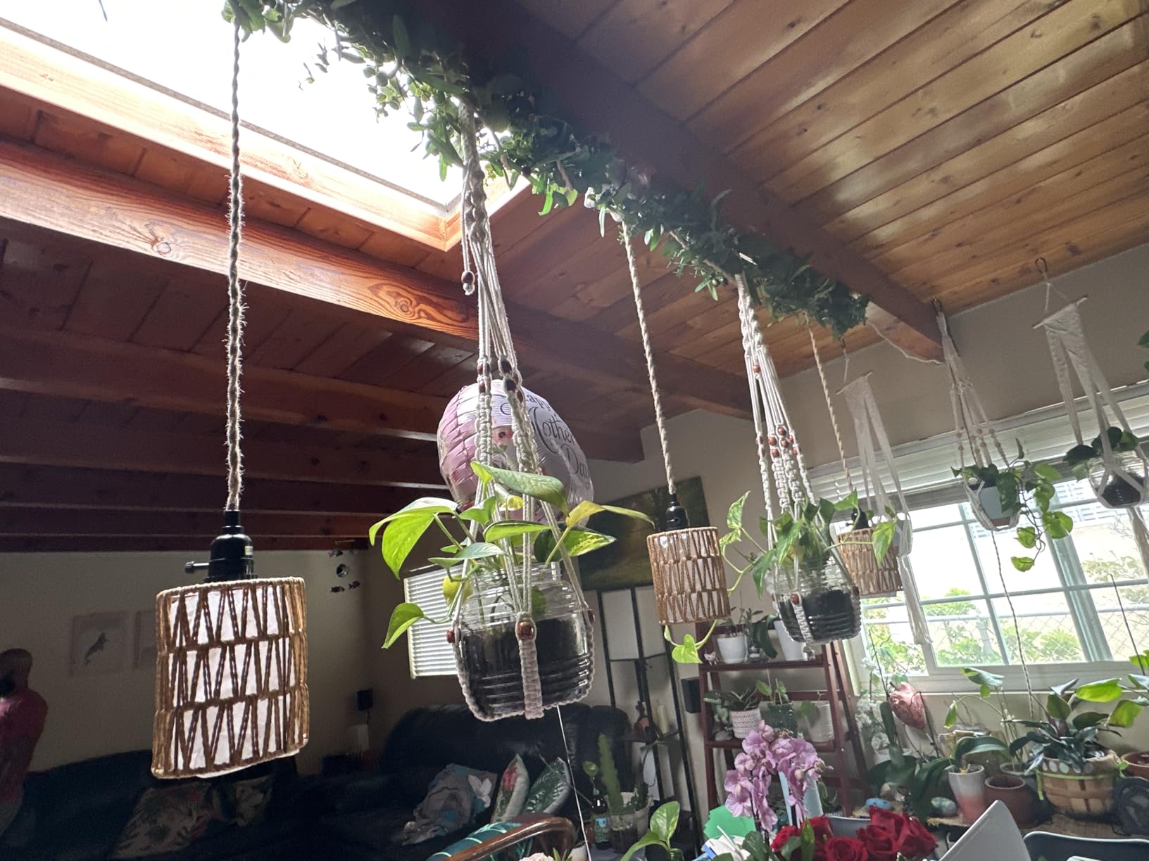 LYOOWNG Plug in Pendant Light Cord, Farmhouse Hanging Lights with Plug in Cord, 15FT Hemp Rope Plugin Hanging Light Cord Kit with On/Off Switch, E26 E27 Light SocketCord, Bulb NOT Included customer photo 1