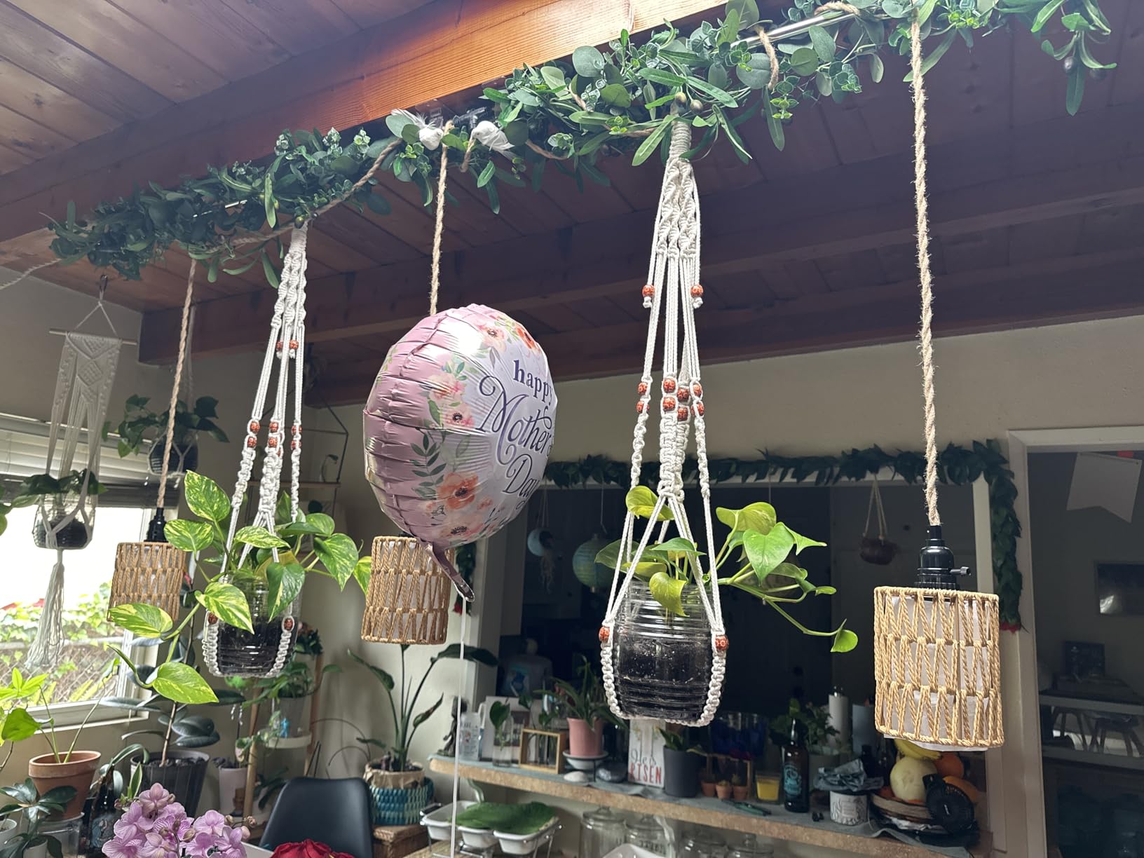 LYOOWNG Plug in Pendant Light Cord, Farmhouse Hanging Lights with Plug in Cord, 15FT Hemp Rope Plugin Hanging Light Cord Kit with On/Off Switch, E26 E27 Light SocketCord, Bulb NOT Included customer photo 2