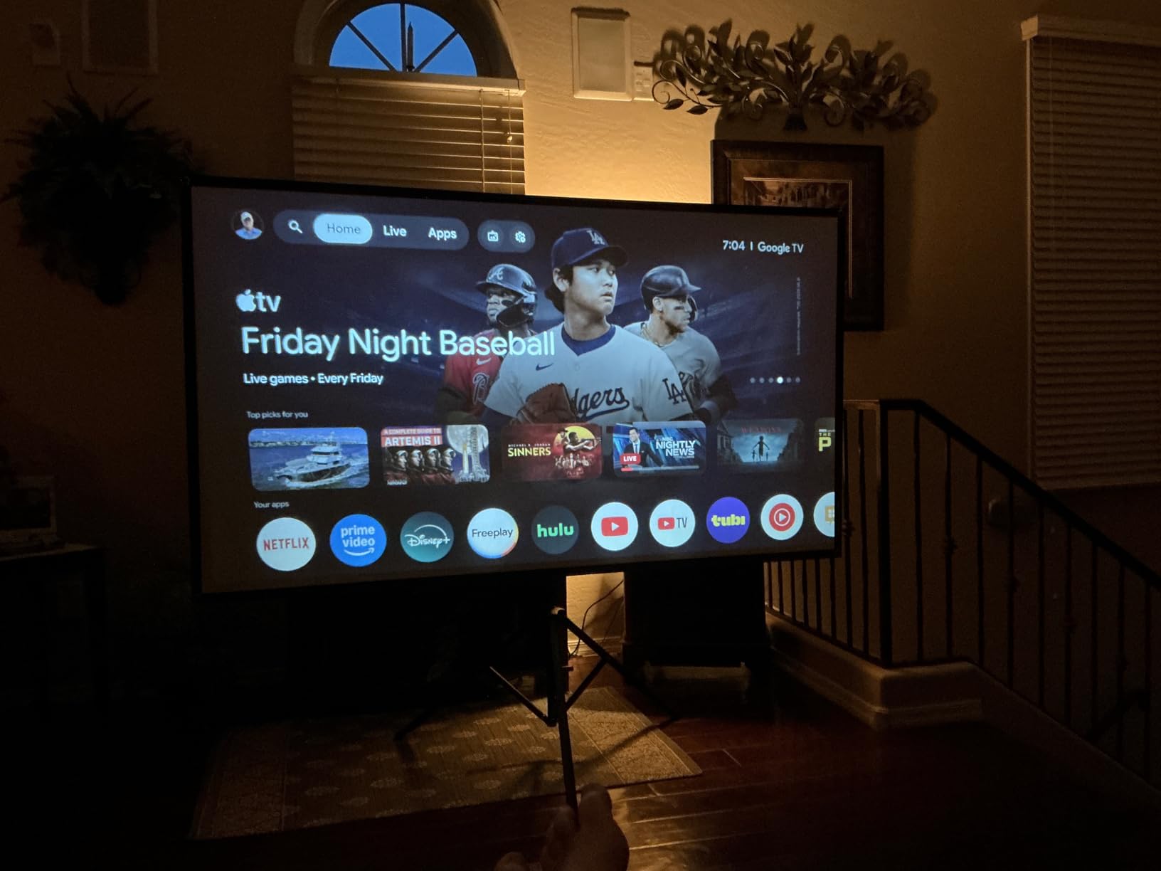 Projector Screen with Stand, 80 Inch Portable Projector Screen Outdoor Indoor, 1.2 Gain Fiberglass Projection Screen, 16:9 Outdoor Movie PVC Screen with Carrying Bag for Movie Night customer photo 1