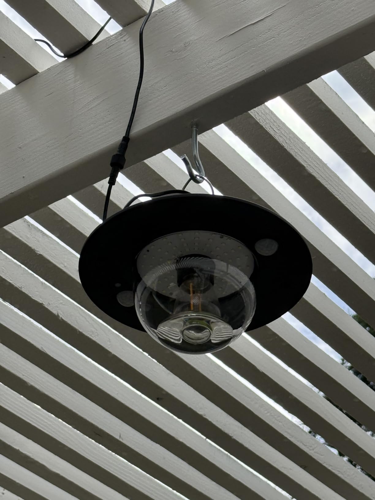 Solar Indoor Outdoor Shed Light with 3000LM 3 Color Temperatures 5 Modes (2 Daytime Available) Waterproof, Dual Motion Sensors Solar Powered Hanging Barn Light with Remote for Shed, 1 Pack customer photo 1