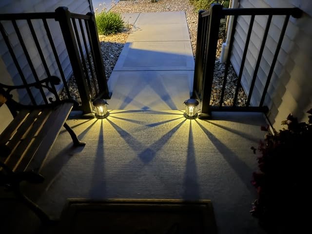 WdtPro Solar Lanterns Outdoor Waterproof, Upgraded Bright Hanging Solar Lights for Outside, Solar Powered Lanterns Lighting LED for Garden Patio Yard Decorative 2 Pack (Warm Light) customer photo 1