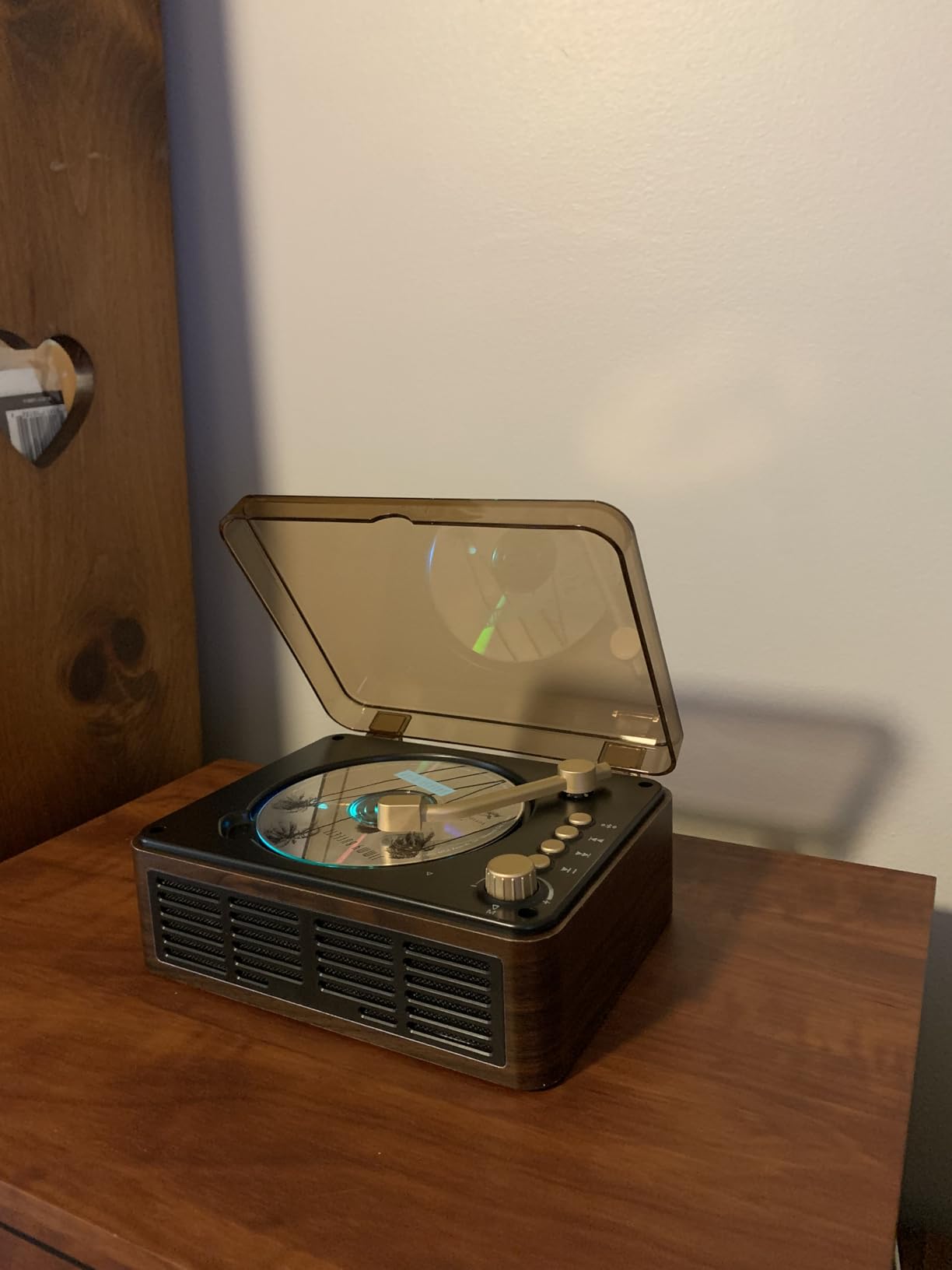 CARONSORT CD Player with Speakers Retro Bluetooth CD Players for Home-Brown customer photo 1