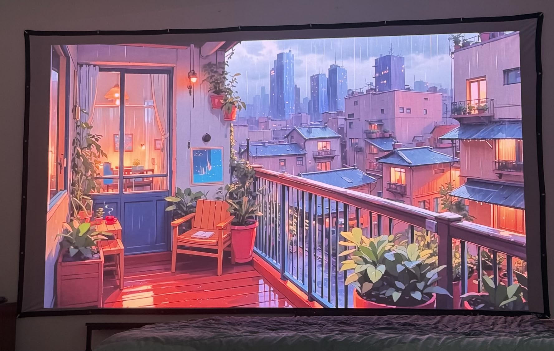 150 inch Projector Screen Upgraded- Black Backing, Straight Edges, Foldable, Washable and Wrinkle-Free - for Indoor Home Theater and Outdoor Cinema -White 16:9 by IOLIEO customer photo 2