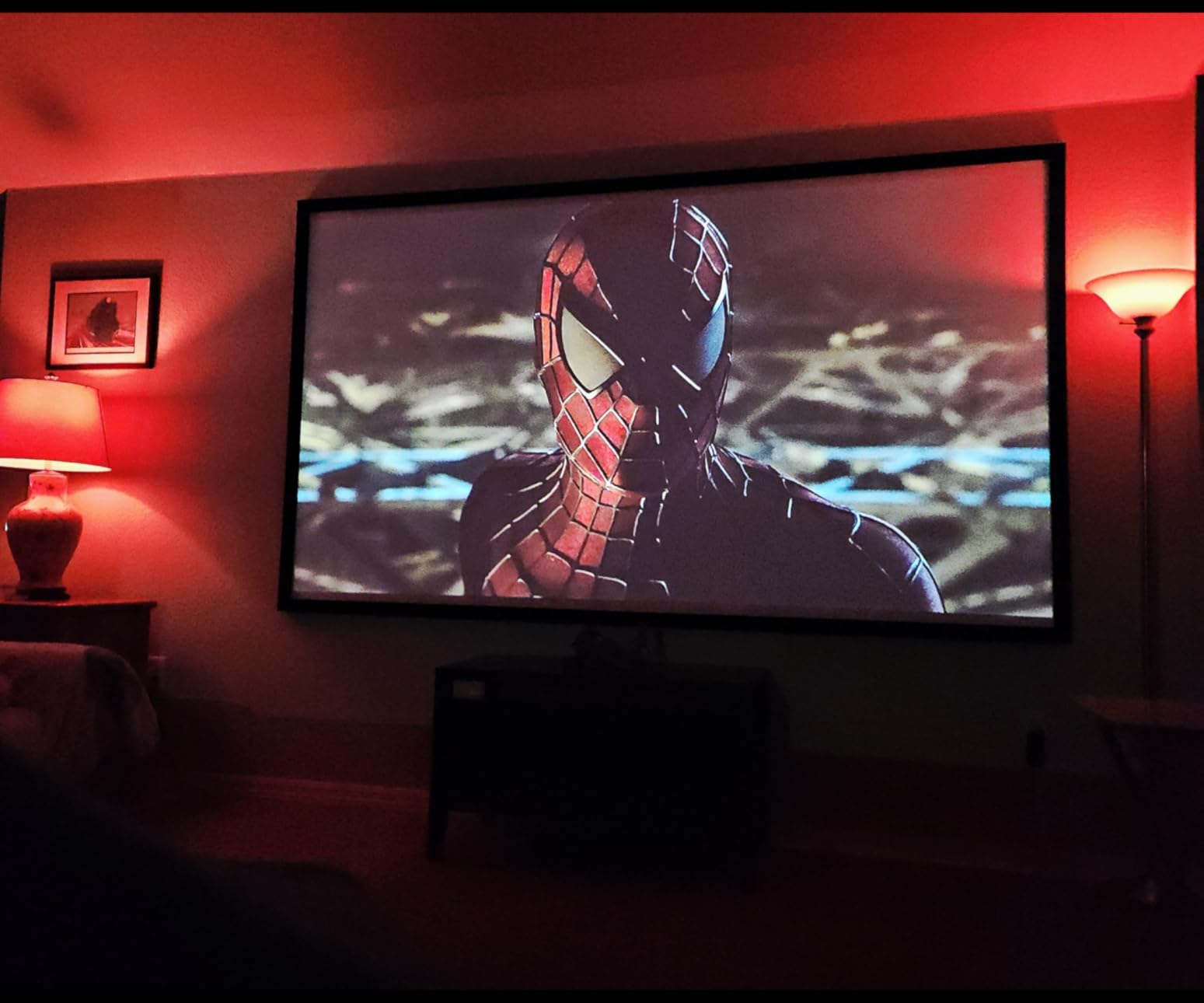 Fixed Frame High Gain Projector Screen by SilverMagic - 2.6X Gain and 30% ALR - Indoor Wall-Mounted White Screen for Home Theater/Living Room/Patio/Office/Classroom - 120 inch 16:9 customer photo 2