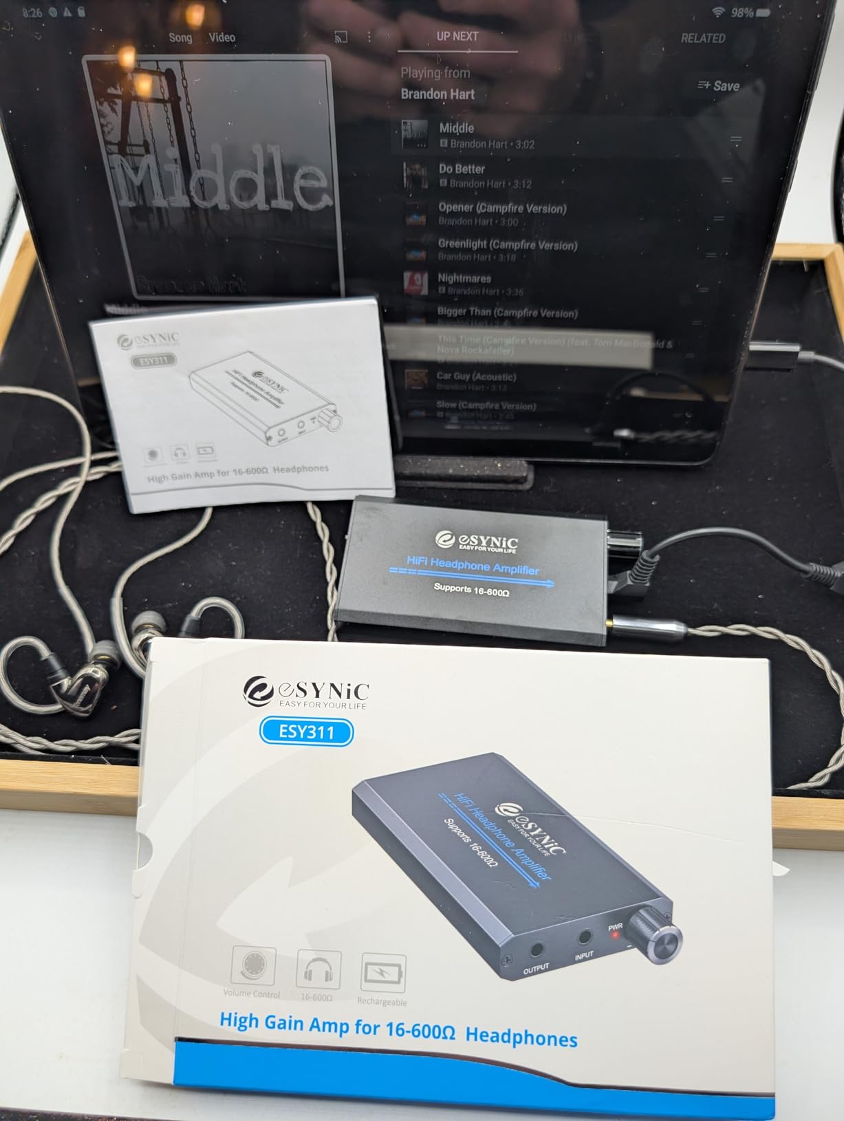 eSynic Rechargeable 16-600Ω Headphone Amplifier Portable with Gain Switch | 3.5MM Audio Jack - Aluminum Alloy Case - Work with in-ear Headphone - 12 Hours of Battery Life for Phone/Laptop/Gaming Consoles/Car customer photo 1
