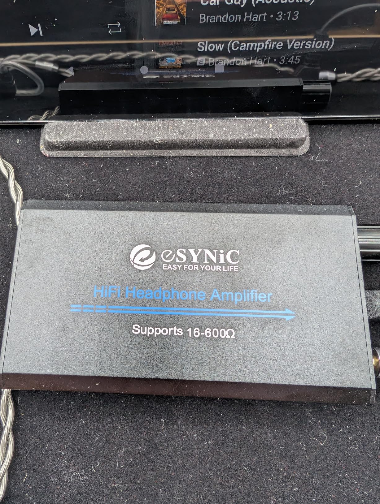 eSynic Rechargeable 16-600Ω Headphone Amplifier Portable with Gain Switch | 3.5MM Audio Jack - Aluminum Alloy Case - Work with in-ear Headphone - 12 Hours of Battery Life for Phone/Laptop/Gaming Consoles/Car customer photo 2