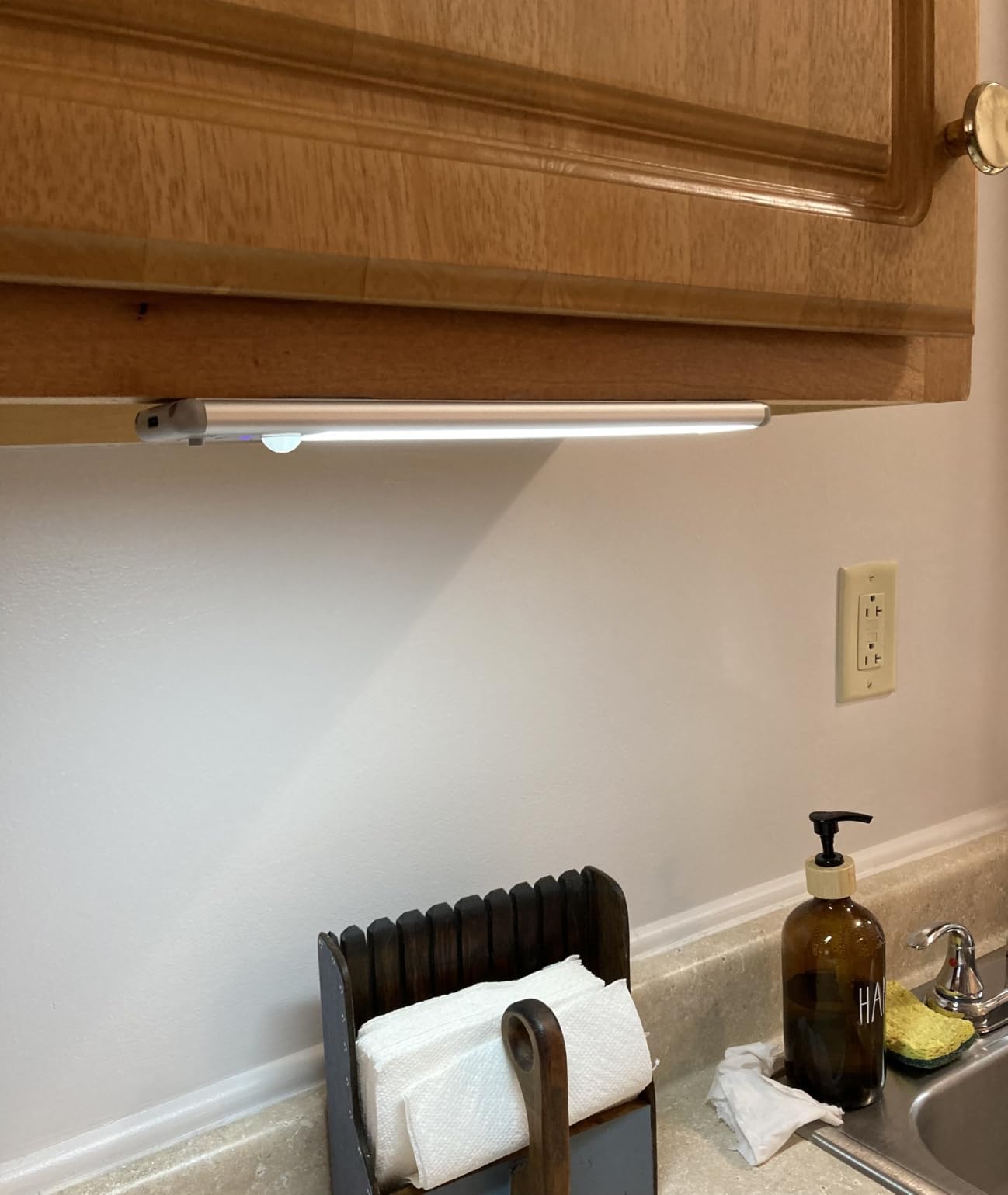 Under Cabinet Lighting Wireless, Rechargeable 10inch Motion Sensor Light Indoor, 3 Color Closet Light Battery Operated with LED Power Display, Magnetic Under Counter Lights for Kitchen, Home (3Pack) customer photo 2