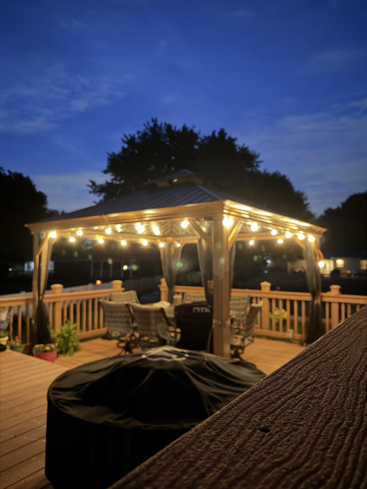 addlon 100FT Outdoor String Lights G40 with Remote, 54 LED Shatterproof Bulbs, Dimmable Patio Globe Lights Waterproof, Hanging Outside Lighting for Backyard, Garden, Deck, Balcony, Porch, Café, Decor customer photo 2