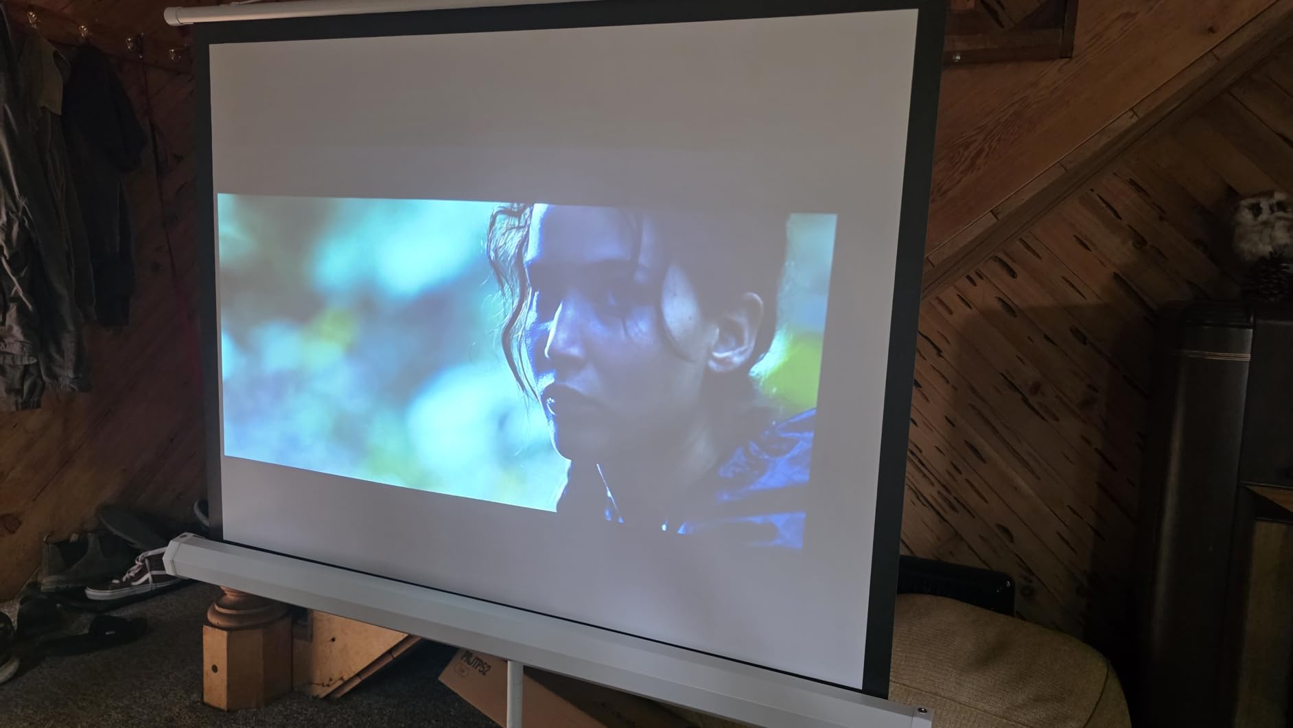 Pyle Projector Screen with Stand - 100-Inch Floor Standing Portable Fold-Out Rollup Matte for Projection, Includes Tripod, Great for Indoor/Outdoor Presentation, Quick Assembly customer photo 1